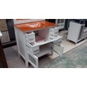 Mueble baño 80 cm ancho madera lacado blanco cristal naranja